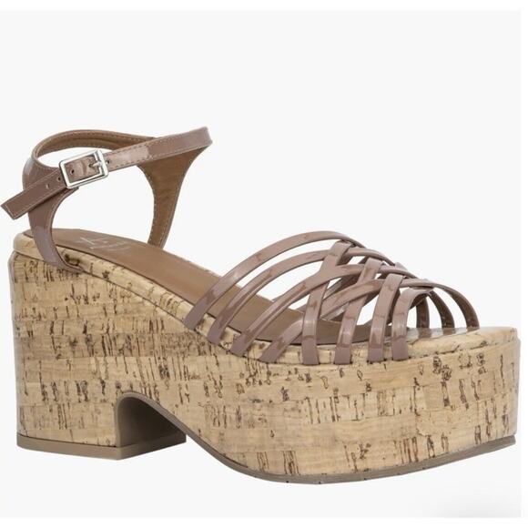 Aquatalia Elene Block Heel Platform Sandal 9.5 Terracotta Brown Criss-cross - Picture 1 of 5